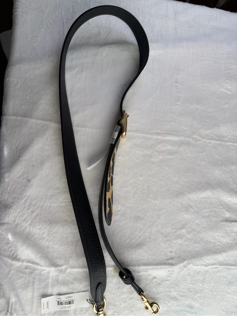 Coach Leopard-Print Adjustable Crossbody Strap in Tan and Black. NWT
